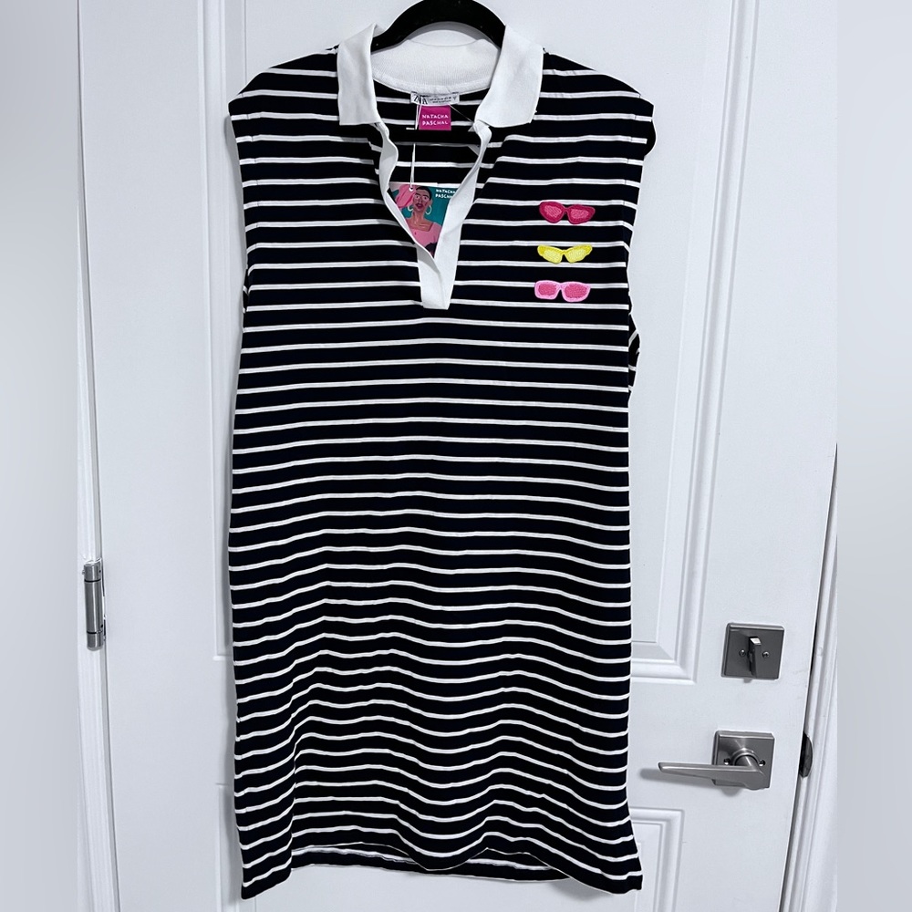 NWT - Zara x Natacha Paschal Striped Sleeveless Dress -Made in Portugal - Size M